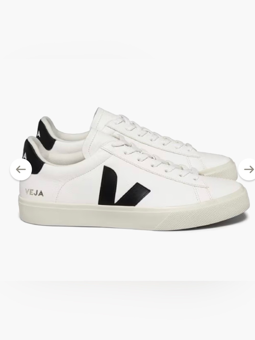Veja White Leather Low-Top Sneakers with Black V